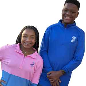 Pull à col zippé bicolore pour femmes Jack and Jill, haut de performance à blocs de couleur, logo brodé personnalisé, vente en gros OEM - Product Image 3