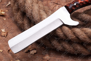 Cuchillo de caza y camping de hoja fija de acero D2 hecho a mano, estilo vaquero personalizado, con funda de cuero. - Product Image 5