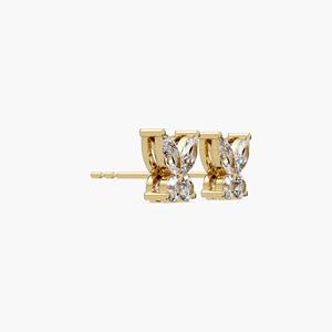 Elegantes Pendientes de Oro Blanco de 14K con Diseño de Mariposa y Racimo de Diamantes, 1.25 Ct, Diamante Cultivado en Laboratorio con Corte Marquesa, 8 Piedras, Joyería para Bodas y Uso Diario para Mujer - Product Image 2