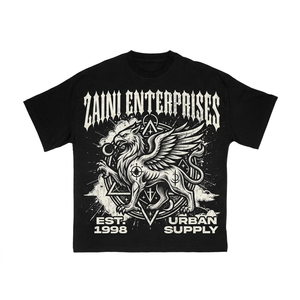 Camiseta de Algodón Grueso para Hombre, 270 Gramos, Tela Peinada Suave, Impresión Personalizada, Bordado Personalizado, Antiarrugas, Negra - Product Image 1