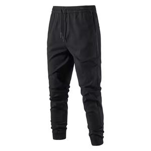 Pantalon décontracté 100 % coton pour homme, couleur unie, fermeture éclair, taille mi-haute élastique, cargo, anti-plis, streetwear automne, joggers mi-lourds - Product Image 6