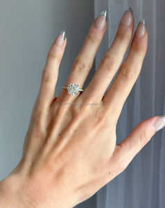 IGI Lab Grown Cut Diamond Vintage 14K Yellow Prong Set Boda/Compromiso Unisex Fine White Gold Anniversary Party Ring - Product Image 2