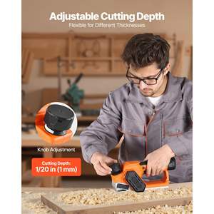 Raboteuse à bois sans fil portative de 2-1/5 pouces, moteur électrique 14500 tr/min, batterie au lithium 12V 2 Ah, profondeur de coupe réglable, 2 lames pour - Product Image 4