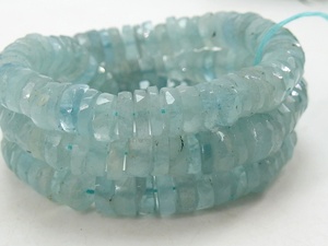 Aquamarine Faceted <b>Heishi</b> Tyre <b>Beads</b> for Jewelry Making - Product Image 2