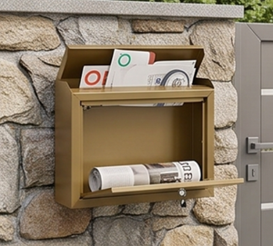 Boîte aux lettres murale élégante en métal galvanisé avec serrure à clé, finition thermolaquée pour un rangement sécurisé des documents - Product Image 3