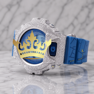 Reloj Digital de Lujo con Diamantes, Correa Azul, Diseño Completamente Adornado con Piedras, Venta al Por Mayor de Fábrica - Product Image 1