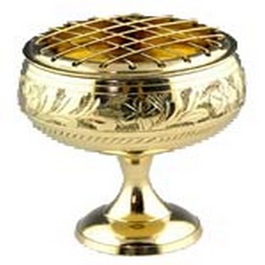 Brûleur à charbon en laiton de haute qualité, nouveau design tendance, d'origine indienne, diffuseur d'encens et d'aromathérapie, laiton plaqué or poli - Product Image 1