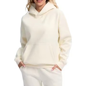 Sweat-shirt à capuche violet pour femme, manches régulières, en coton tricoté, couleur unie, pull respirant avec poches, idéal pour l'automne - Product Image 3