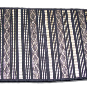 Handwoven Bamboo Rectangle Retro Black & Natural Striped Reusable <b>Table</b> <b>Mat</b> - Product Image 1