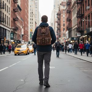 Mochila de Cuero Genuino con Cierre de Manija, Duradera, Ligera y Portátil, para Senderismo y Viajes, para Hombres y Mujeres, Moderna - Product Image 3