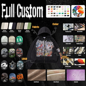 Men's Custom Print Zip-Up <b>Hoodie</b> <b>Oversized</b> Streetwear Hooded Sweatshirt Autumn Wear - Product Image 5