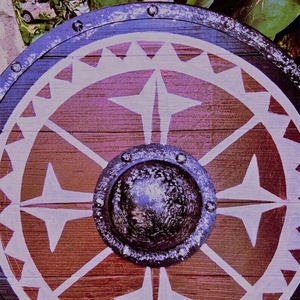 Bouclier Viking rond en tissu Ahmad avec motif étoile blanche et centre métallique, bouclier décoratif en bois de 24 pouces, qualité DIY - Product Image 5