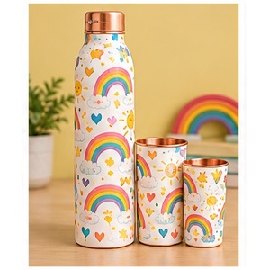 Juego de Botellas de Agua de Cobre con Diseño Estético de Animales del Bosque, con Tapas de Cobre, Portátiles para Viajes y Uso Diario - Product Image 3