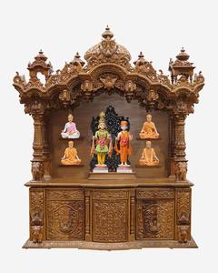 Hermoso Mandir Tallado con Tres Dómes, Santuario Tradicional para el Hogar, Unidades de Pooja Personalizadas con Almacenamiento, Templos de Madera con Tallados Elaborados - Product Image 2