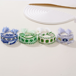 Pulseras de Joyería de Moda, Brazaletes de Tela Bordada, Pulsera Tejida con Ojo Azul contra el Mal de Ojo, Joyería para Mujer - Product Image 2