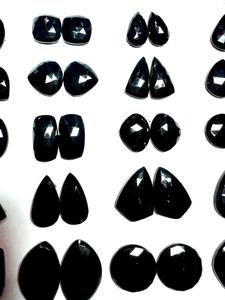 Pierre précieuse Onyx noir naturel, taille rose, 150 carats, pierres précieuses facettées, à une face, pour la fabrication de bijoux - Product Image 3