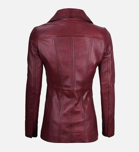 Chaqueta Blazer Vintage de Ante para Mujer, Abrigo de Piel de Oveja Genuina, Cuello Solapa Marrón Oscuro, Cierre de un Solo Botón - Product Image 4