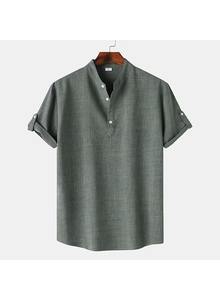 Camisa de Manga Corta para Hombre STM275, Color Sólido, con Cuello Alto, Ropa de Verano Transpirable de Alta Calidad, Disponible para Venta al Por Mayor - Product Image 6