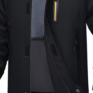 Veste de pluie unisexe grande taille à capuche coupe-vent résistante à l'eau respirante avec fermeture éclair intégrale pour l'extérieur, 5 poches, poignets ajustables - Product Image 4