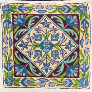 Kashmiri Aari Embroidery Cushion <b>Cover</b> 16x16 Cotton Decorative <b>Throw</b> Pillow Case Handmade Eco Friendly Boho Design Zipper - Product Image 1