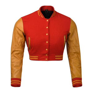 Chaqueta Varsity para Mujer, Estilo Urbano, con Mangas de Cuero, Fabricante de Chaquetas Bomber, Venta al Por Mayor en EE. UU. - Product Image 1