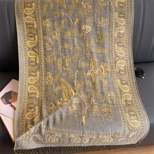 Écharpe en lin et coton doux tricoté, châles en viscose, écharpes longues à franges de luxe pour femmes - Product Image 5