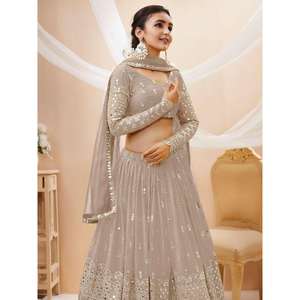 Fascinante gris lentejuelas Georgette recepción desgaste Lehenga Choli - Product Image 4