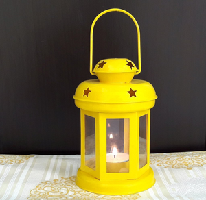 Metal Star Cutwork Hanging <b>Lantern</b> with Glass Panels Tealight <b>Candle</b> Holder Decorative Indoor <b>Outdoor</b> Handle <b>for</b> Home Garden - Product Image 4