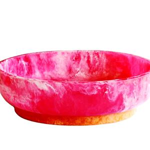Grand bol ovale en résine avec base, rose, fait à la main, écologique, passe au lave-vaisselle, style européen moderne, vaisselle de qualité supérieure, cuisine, salle à manger - Product Image 1