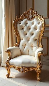 Chaise trône à dossier haut en bois moderne et attrayante, fabriquée avec du bois de qualité supérieure - Product Image 1
