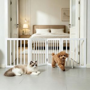 Barriera Retrattile Moderna per Animali Domestici, Cancello Autoportante in Ferro da 80,3 Pollici per Interni, con Motivo Animale, per Gatti e Conigli - Product Image 4