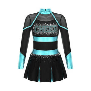 Conjunto de Uniforme de Porristas Personalizado con Pedrería, Negro y Rosa, Spandex y Poliéster, Traje de Competición para Adultos con Estampado Brillante y Falda - Product Image 2