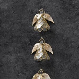 Juego de 3 Adornos Navideños de Ángel Dorado, Estilo Concha de Capiz, Adornos Colgantes para Árbol con Alas de Ángel, Decoración Elegante para el Hogar en Navidad - Product Image 5