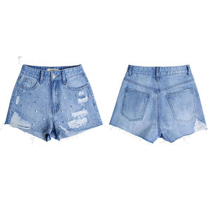 Shorts en jean respirants et anti-humidité à strass pour femme, taille haute, qualité supérieure, prix attractif – Collection été en promotion - Product Image 4