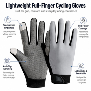 Gants de vélo unisexes à doigts entiers, antidérapants, compatibles avec les écrans tactiles, gants d'été pour le cyclisme, fermeture à scratch, gants légers - Product Image 5