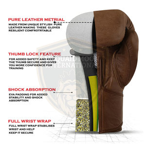 Guantes de Boxeo Profesionales Hechos a Mano, de Cuero Genuino, para Adultos, Ropa Deportiva - Product Image 4