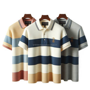 Venta al por mayor OEM logotipo personalizado impreso bordado Golf Polo de lujo de alta calidad de punto a rayas Polo para hombres de Bangladesh - Product Image 2
