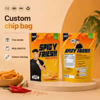 Sachet d'emballage alimentaire personnalisé en aluminium pour chips, avec impression sur mesure et fond stable