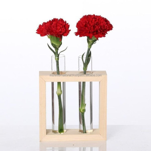 Terrarium Flower Vase With Wooden Holder <b>for</b> <b>Propagation</b> Hydroponic Water <b>Plants</b> Home Office Desktop 3 Test Tubes Glass Planter - Product Image 4
