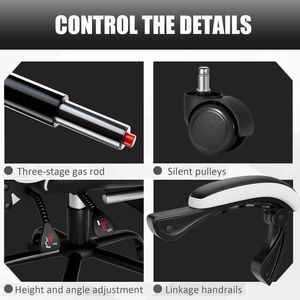 Sedia da Gaming Ergonomica e Confortevole per Adulti e Persone Robuste, Sedia da Ufficio Regolabile in Altezza con Ruote - Product Image 6