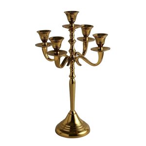 Candelabro de Aluminio Dorado de Cinco Brazos, Hecho a Mano, Resistente al Calor, Ecológico, para Decoración del Hogar, Bodas y Cumpleaños - Product Image 1