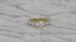 Graduated Round <b>Diamond</b> <b>Ring</b> 18K Gold Plated Shared Prong Eternity Band Engagement <b>Ring</b> Band Fine Jewelry Gift for Women - Product Image 4