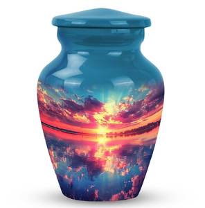 Urnas para Cenizas Humanas con Diseño de Atardecer sobre el Agua, Urnas Metálicas para Cenizas de Adultos, Urnas Funerarias Personalizadas para Cenizas de Mamá, Urna Conmemorativa - Product Image 1