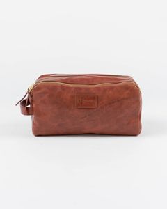 CYPDVE Leather Toiletry Bag <b>Medium</b> Capacity Zipper Closure Soft Handle Classic Style Durable Cosmetic Case - Product Image 3
