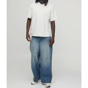 Jean en denim délavé coupe droite pour homme, taille mi-haute, en coton, style décontracté, collection automne - Product Image 4