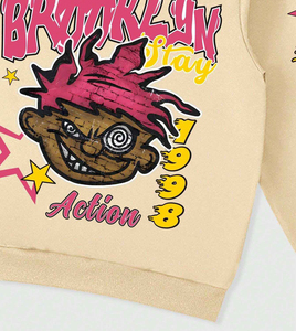 ชุดเซ็ตเสื้อฮู้ดและกางเกงวอร์มพิมพ์ลายการ์ตูนและตัวอักษรตามสั่งสำหรับผู้ชาย กำลังเป็นที่นิยม ทรงหลวม สวมใส่สบาย คุณภาพสูง - Product Image 4