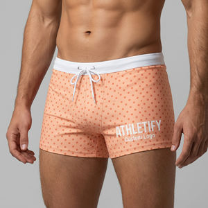 ชุดว่ายน้ำผู้ชายแบบแห้งเร็ว สกรีนโลโก้ได้ตามต้องการ กางเกงชายหาด UPF50+ ผ้าระบายอากาศดี ปิดด้วยเชือกผูก - สวมใส่สบาย - Product Image 1