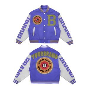 Veste Varsity de haute qualité avec logo personnalisé, broderie streetwear, polaire d'hiver, corps en laine et manches en cuir - Product Image 1