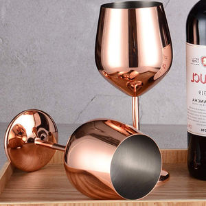Bold Blossom Rose Gold Stainless Steel Sustainable Modern <b>Wine</b> <b>Goblet</b> with Custom Logo 301-400ml for Party - Product Image 4
