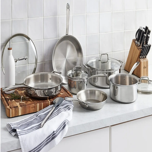 Ensemble de casseroles en acier inoxydable moderne de 12 pièces, marque privée, couvercle en acier inoxydable, fond à 3 couches, compatible four et lave-vaisselle, direct - Product Image 6